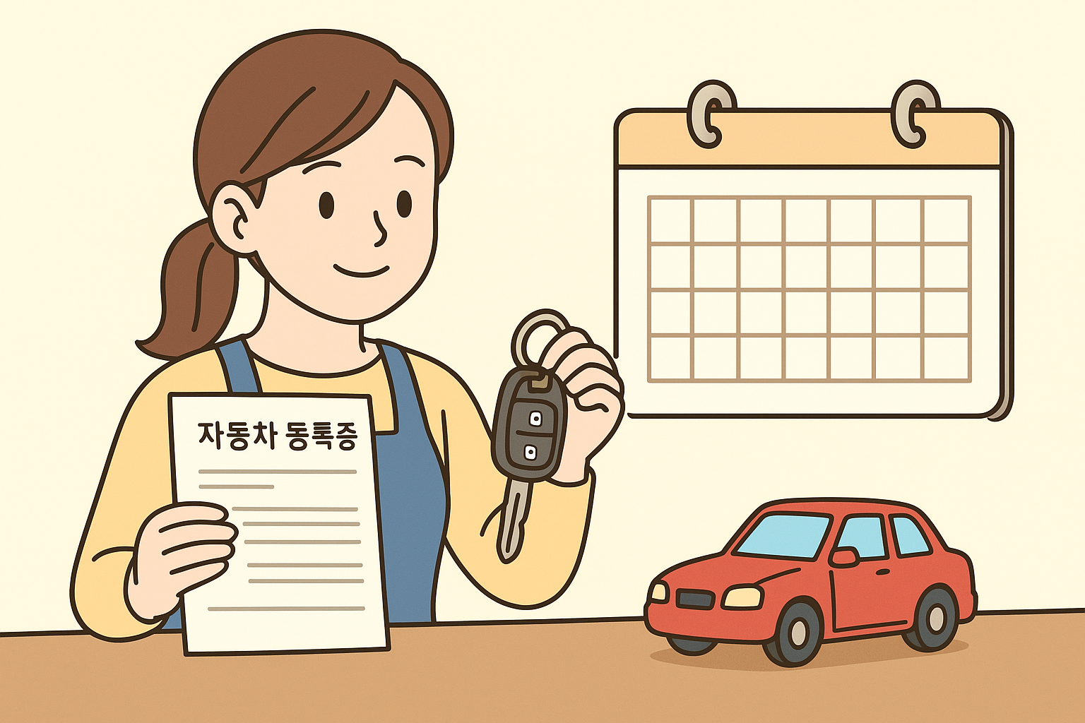 자동차세 납부 시기가 달라지는 원인을 보여주는 차량 서류와 열쇠